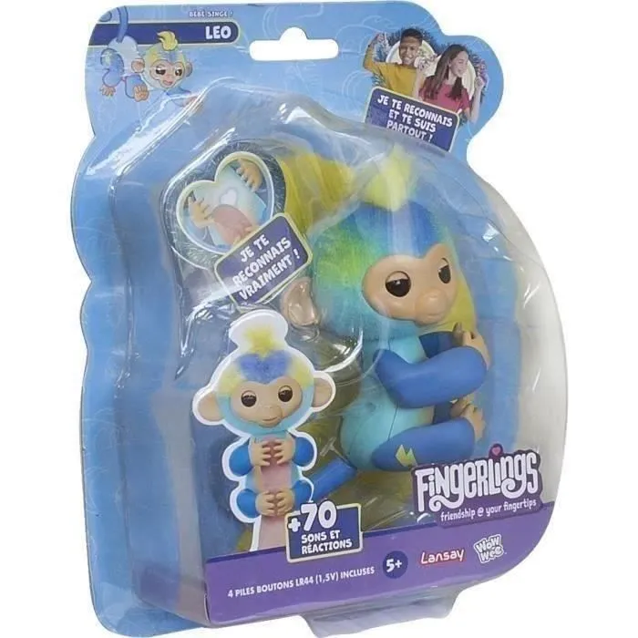 FINGERLINGS - LEO - Petit singe interactif - LANSAY - Animal à fonction - 70 sons et réactions-1