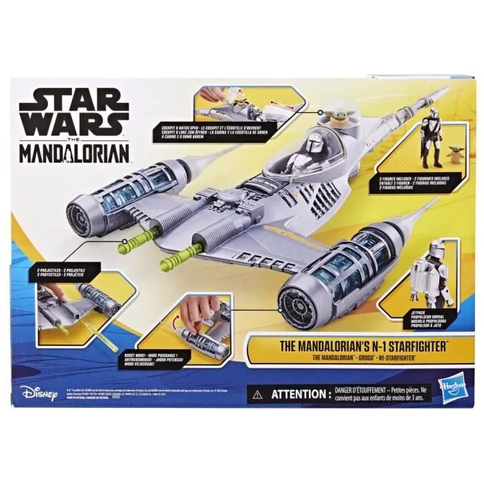 Vaisseau The Mandalorian's N-1 Starfighter, figurines Grogu et Mandalorien de 10 cm, jouet pour enfant dès 4 ans, Star Wars Epic Her-6