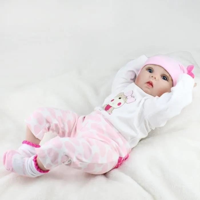 Poupée Reborn - LXY - 55cm - Cheveux en mohair - Peau réaliste - Vêtements inclus-3