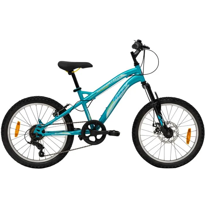 Vélo Enfant - Huffy Extent - Roues 20" - Age 6 à 9 ans - 2 Freins - 6 vitesses - Amortisseur Avant - Bleu Cyan-1
