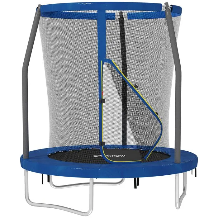 Trampoline pour enfant - trampolines de jardin - SPORTNOW - diamètre 183 cm - avec filet de sécurité - structure en acier - bleu-0