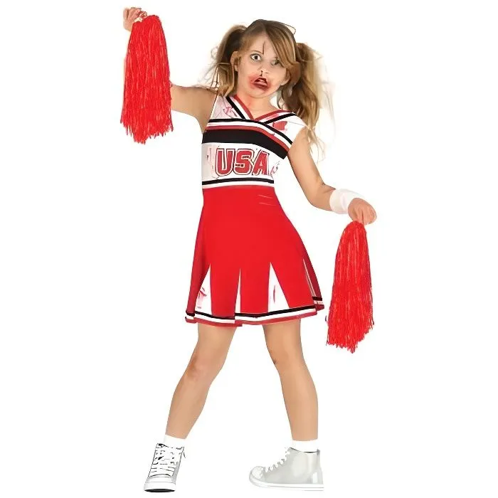 Déguisement Pom Pom Girl Zombie Enfant - NO NAME - Modèle Zombie - Polyester - Rouge-0