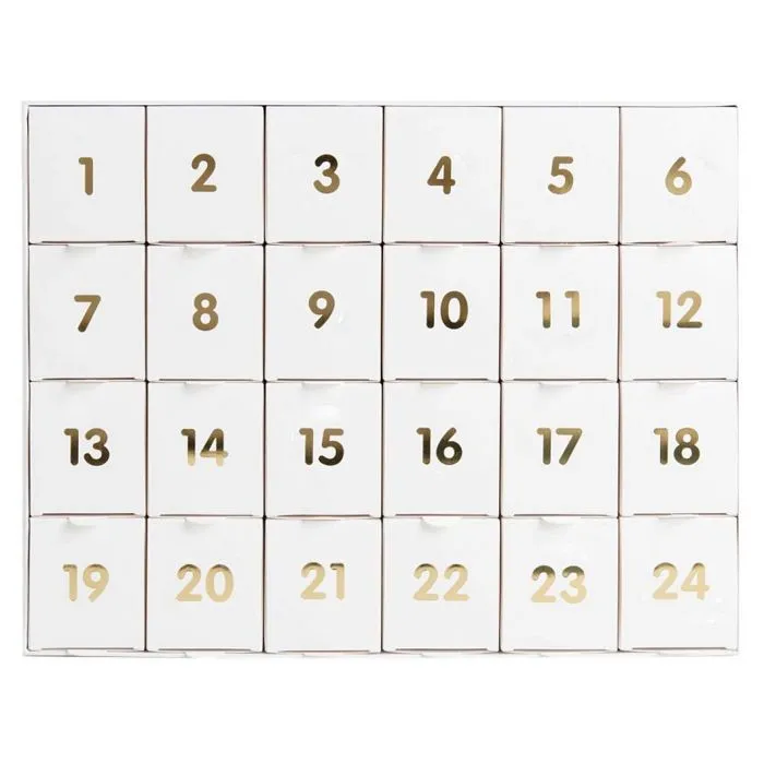 Calendrier de l'Avent - Rico Design - 500453 - Blanc et doré - 24 cases personnalisables - Chiffres dorés-0