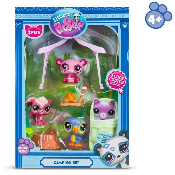 Pack à thème 3 Pets - BANDAI - Littlest Pet Shop Camping - Animaux et accessoires-6
