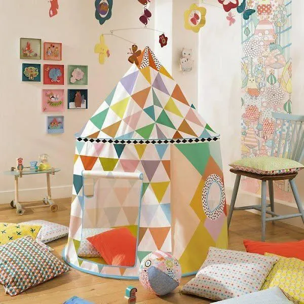 Tente enfant en tissu multicolore - Djeco - Cabane - 130x106 cm - Mixte-0