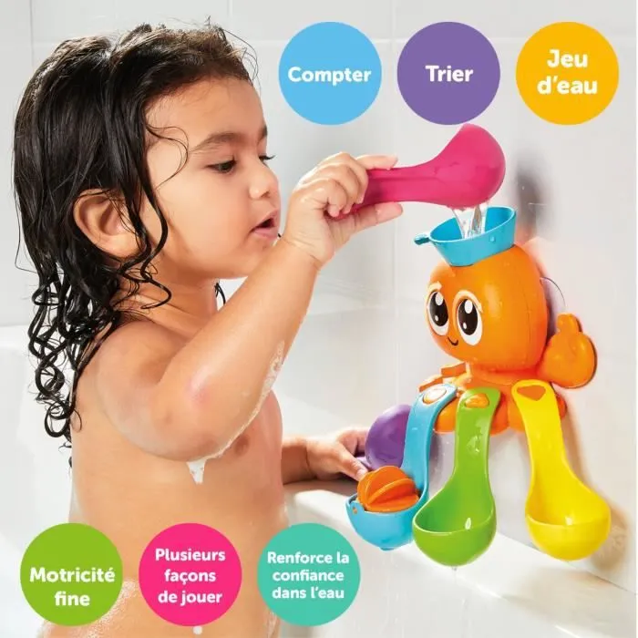 Poulpy d'activités 7-en-1 - TOMY - Jouet de bain éducatif pour bébé - Bleu - 12 mois et plus-4