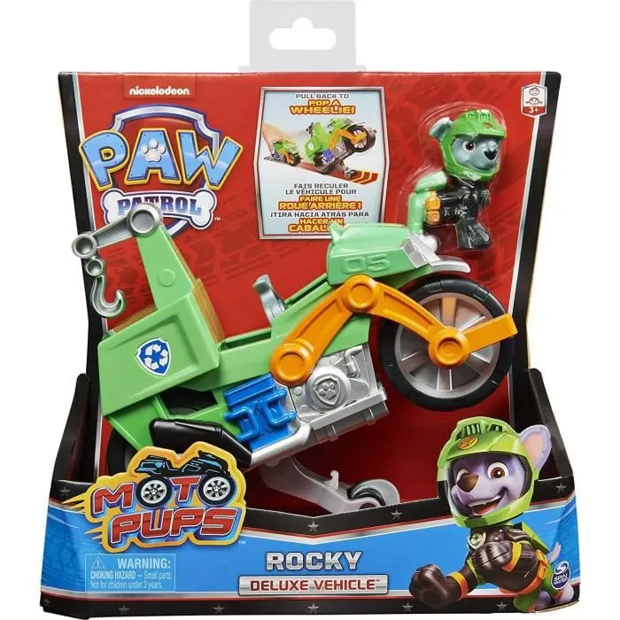 Jouet Moto Rétrofriction Pat Patrouille avec Figurine Amovible Rocky - Paw Patrol - Pour Enfant de 3 Ans et +-1