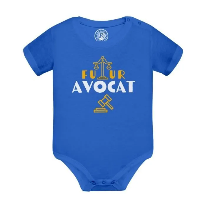 Body Bébé Manche Courte Bleu Futur Avocat Métier Justice-0