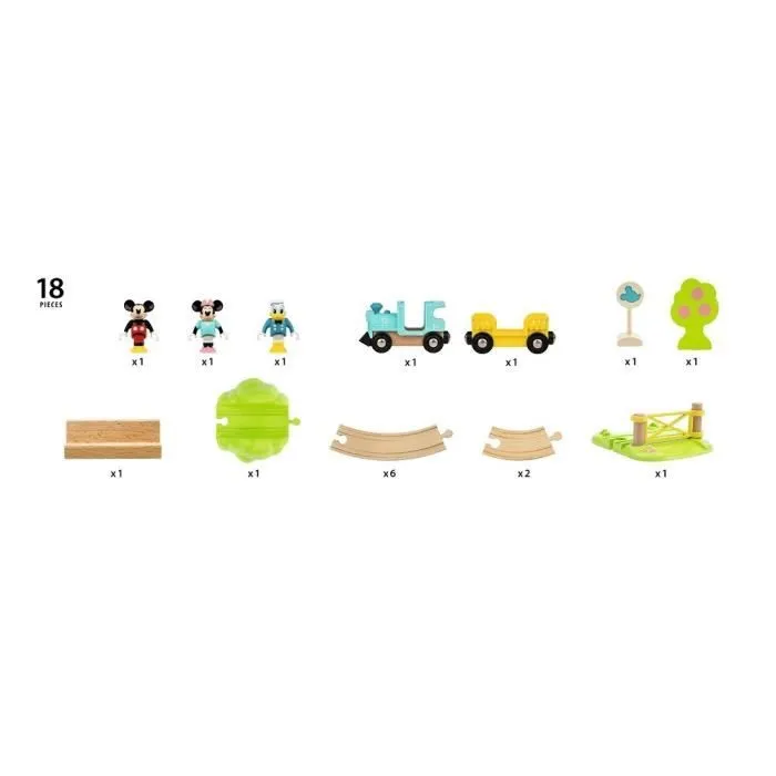 DISNEY Brio Circuit Mickey Mouse - Coffret complet 18 pièces - Circuit de train en bois - Ravensburger - Dès 3 ans - 32277-2
