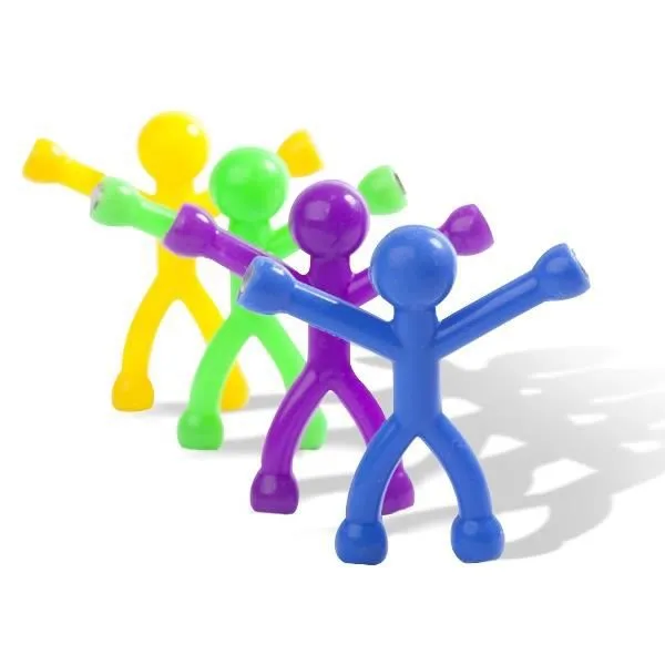 2 bonhommes flexibles aux membres aimantés violet et jaune accroche clé clef porte clef-1