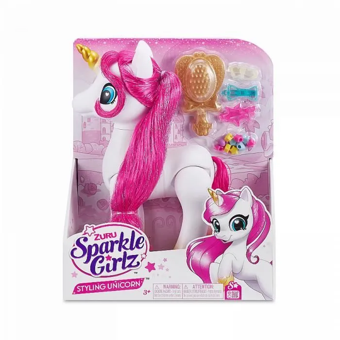 Jouet à Coiffer - ZURU - Sparkle Girlz Licorne Styling Set - Licorne avec accessoires de coiffure personnalisables-0