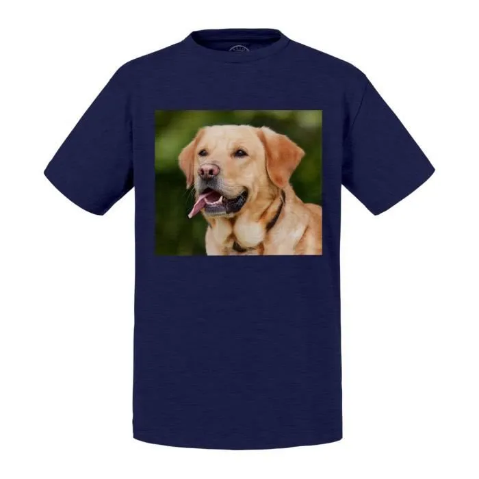 T-shirt Enfant Gris Golden Retreiver Portrait Gros Chien Beige Mignon Animaux-0