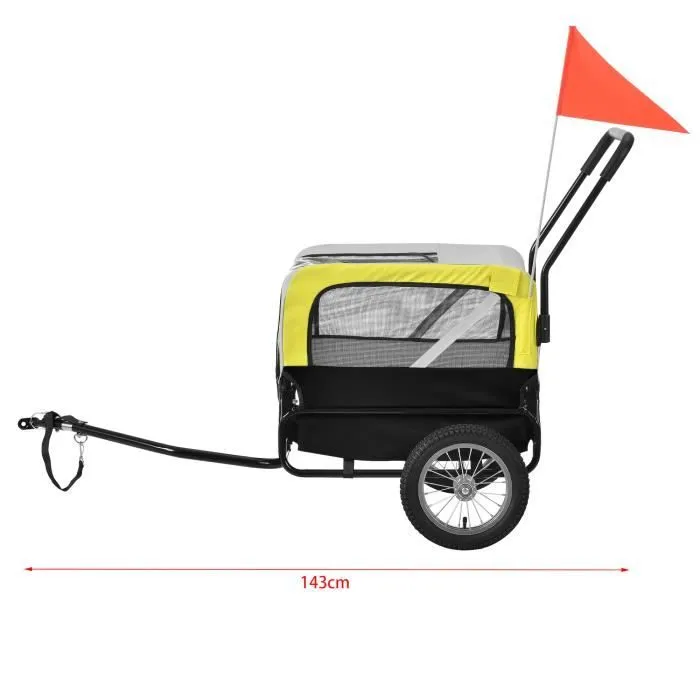 Remorque Vélo pour Chien PRO.TEC - Capacité 20 kg - Jaune Gris Noir-2