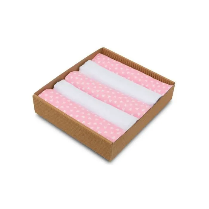 Bellochi Lot de 5 Langes Coton Bébé - Multifonctionnel Lange Fille et Garcon - Mousseline Certificat TUV - 60x80 cm Sweetheart-0