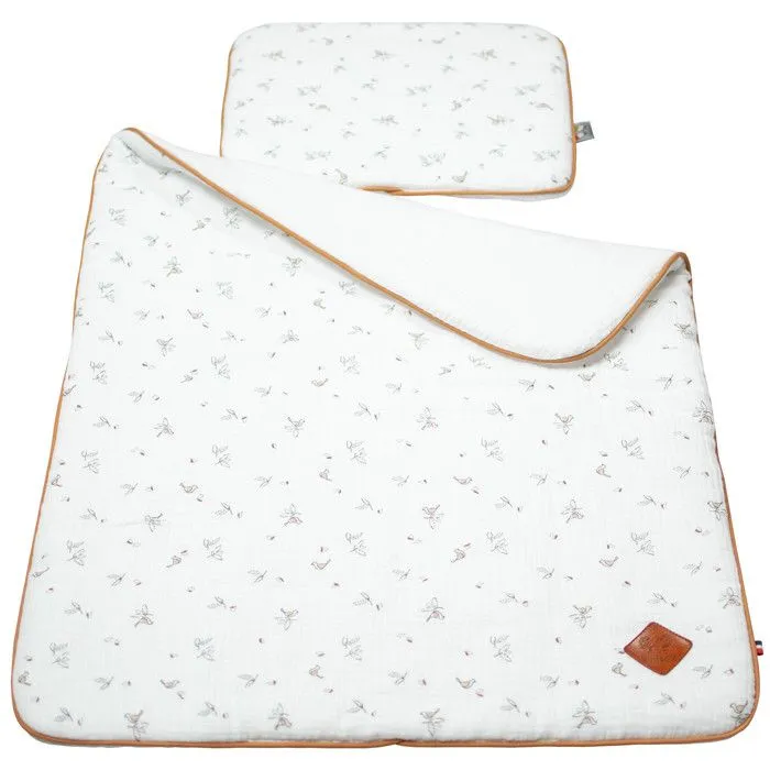 Ensemble coussin et couverture pour berceau et couffin Melody Coussin plat 30 x 25 cm | Couverture 70 x 50 cm Blanc-2