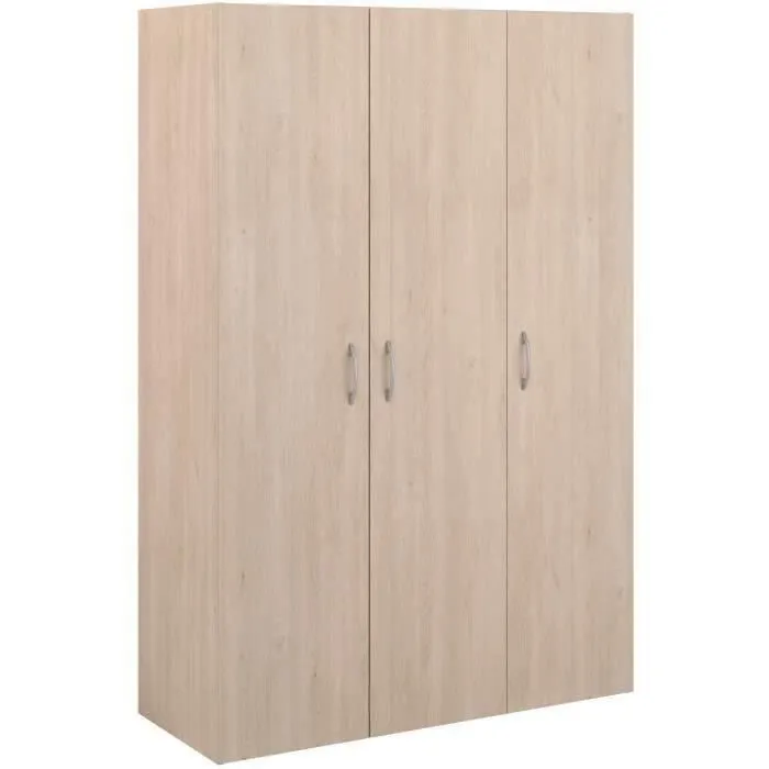 Armoire - EASY LIFE - Décor Chêne clair - 3 portes battantes - L120,2 x H180 x P49,7cm - PARISOT EASY LIFE-0