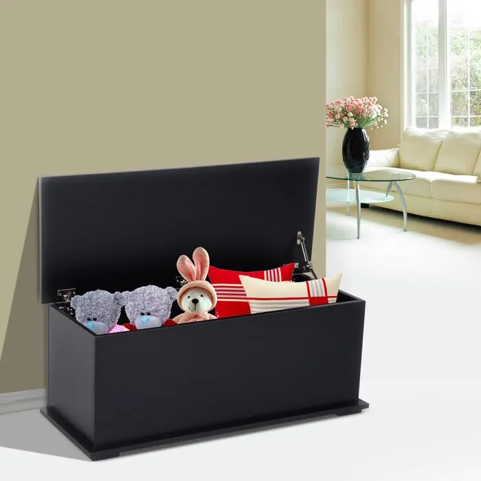 Coffre de rangement - coffre à jouets - HOMCOM - grande capacité de rangement - charnière verrouillée - 100 x 40 x 40 cm - noir-1