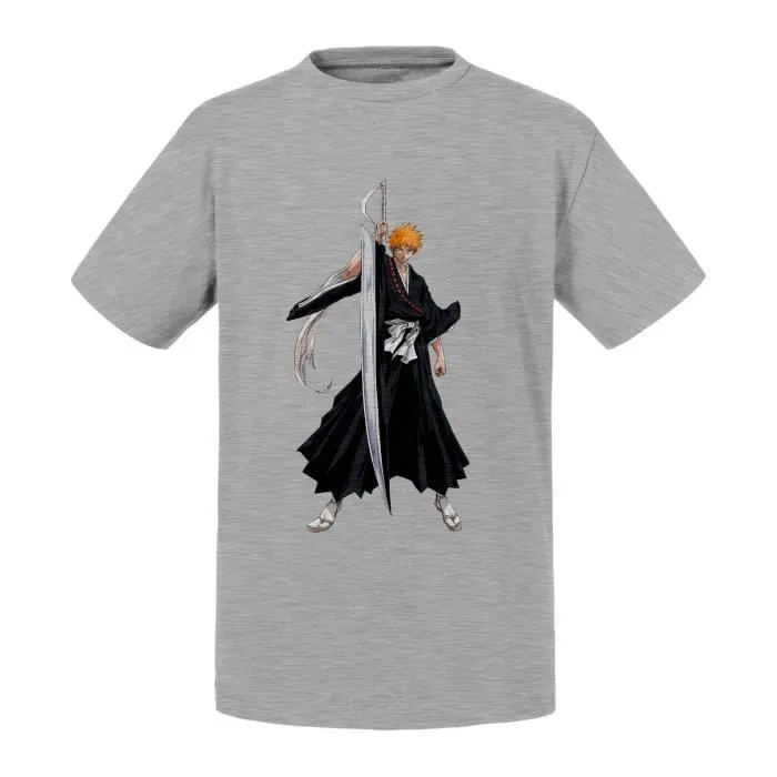 T-shirt Enfant Gris Ichigo Kurasaki Bleach Manga Anime Japon-0