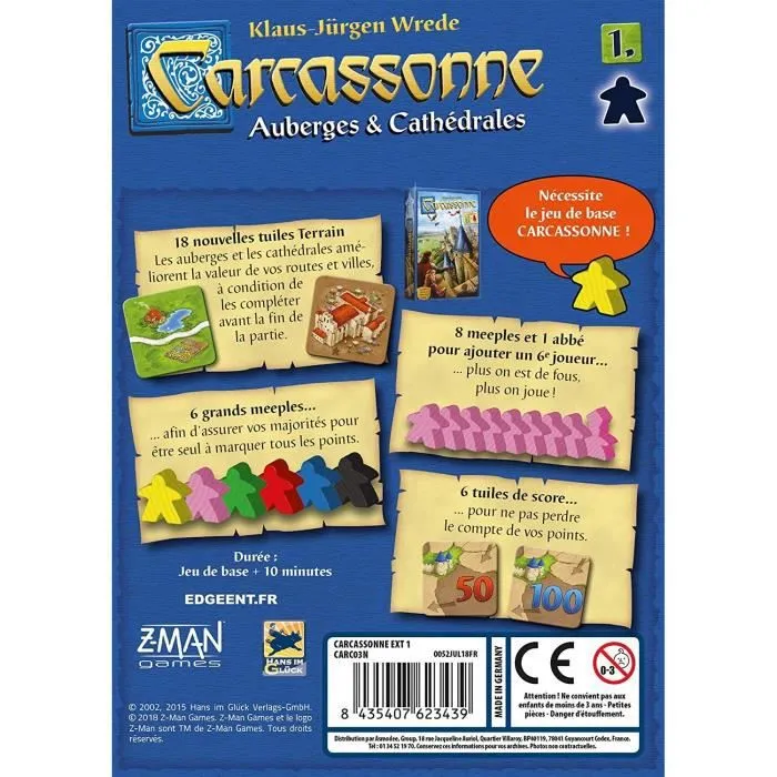 Z-Man Games | Carcassonne - Extension 1 Auberges & Cathédrales | Jeu de société | À partir de 7 ans | 2 à 6 joueurs | 40 minutes-1