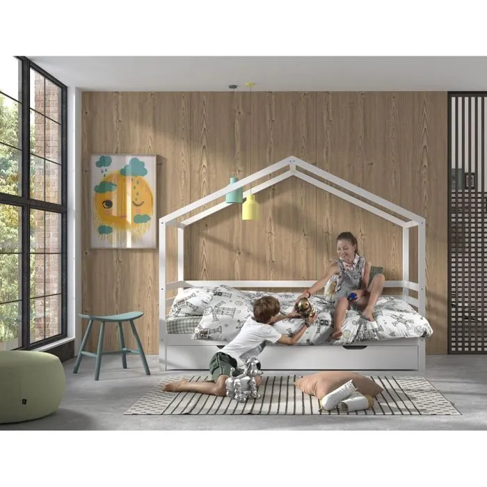 Lit cabane avec gigogne 90x200-1