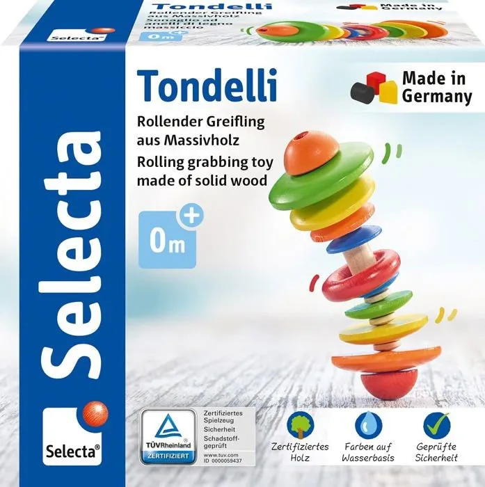 Jouet pour bébé - SELECTA - Tondelli SEL-1465 - Bois - Hochet coloré et léger-1