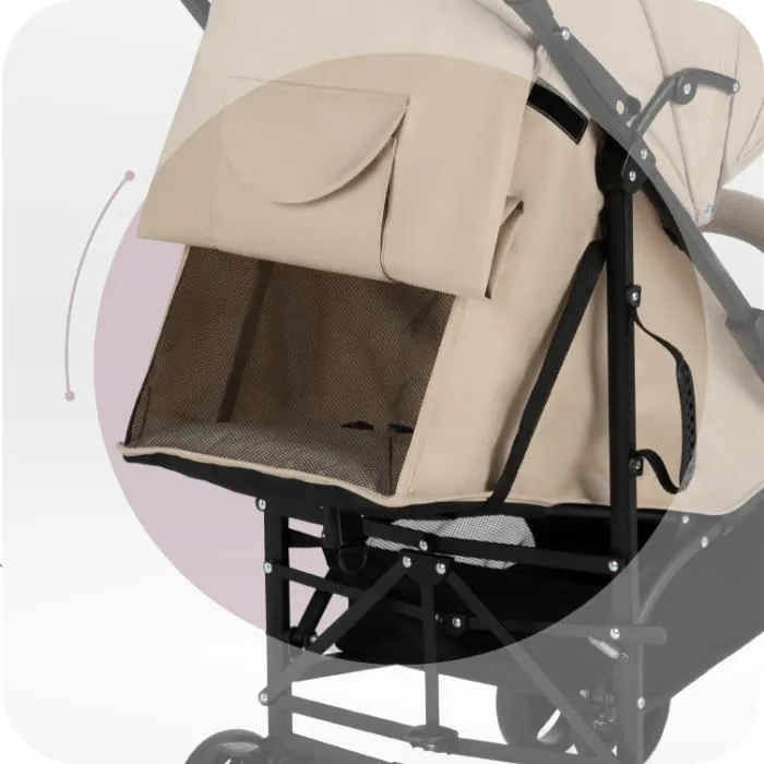 MoMi AKIRA - Poussette canne ultra compacte - Légère 6.7 kg - De 6 mois à 15 kg - Kit d'accessoires - Sac et panier – Beige-1