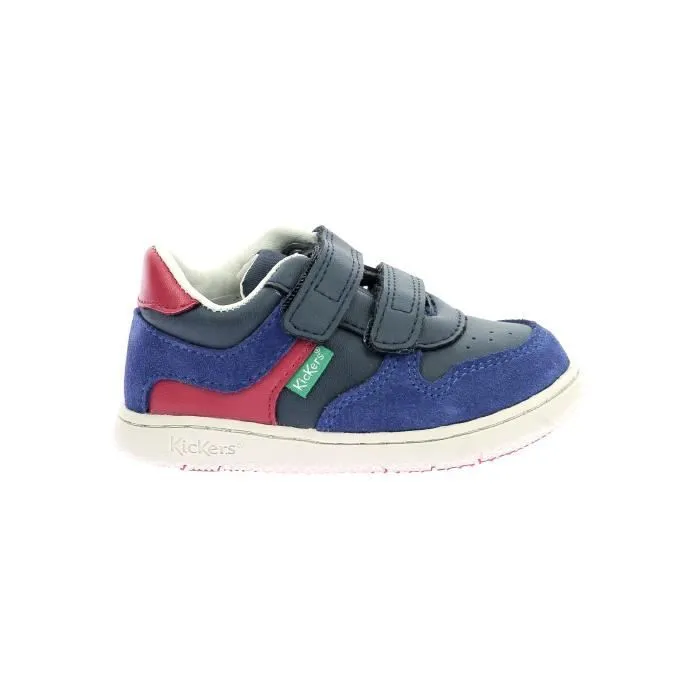 Basket Cuir  Kickers Kickmotion - Bleu Marine Rouge-1