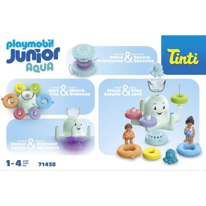 PLAYMOBIL Junior 71438 Manège pieuvre géante, Jouet pour le bain, Junior AQUA Tinti, 17 pièces, Dès 12 mois-8