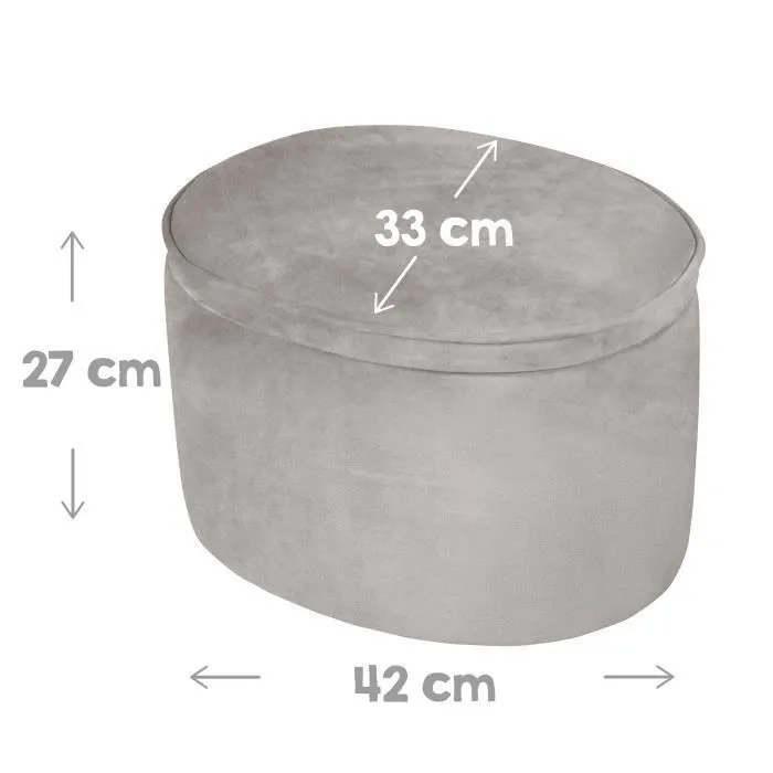 ROBA Pouf Coffre Enfant "Lil Sofa" Confortable en Velours - Gris argenté-2