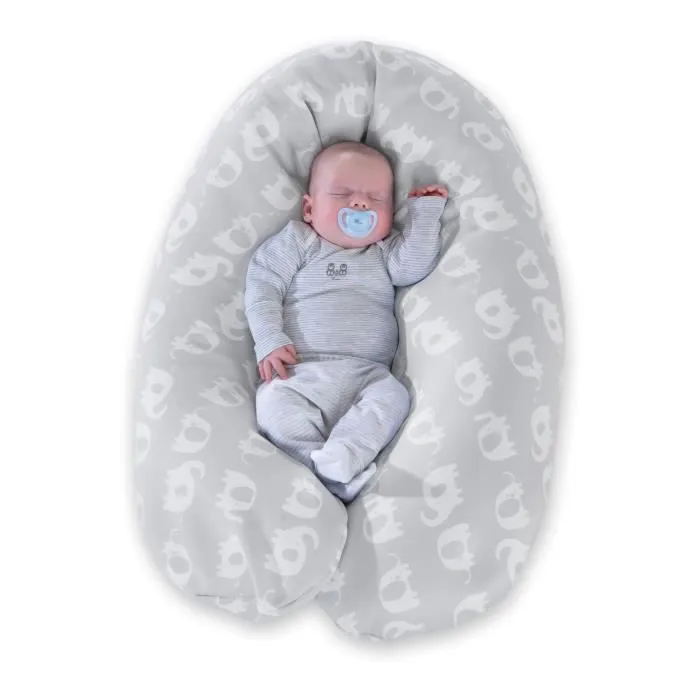 THERALINE Coussin d'allaitement et de maternité 170x34cm Le confort Eléphants gris-2