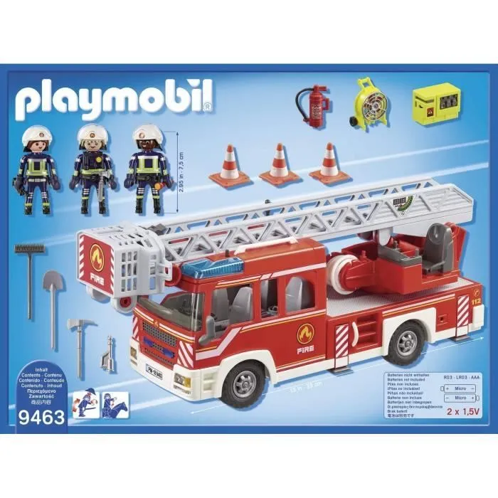 PLAYMOBIL 9463 Camion de pompiers, Avec échelle pivotante, City Action, dès 4 ans-2