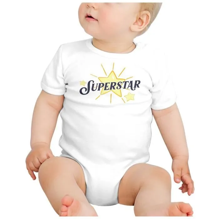 Body Bébé Manche Courte Blanc Superstar Hollywood Cinema Célébrité-1