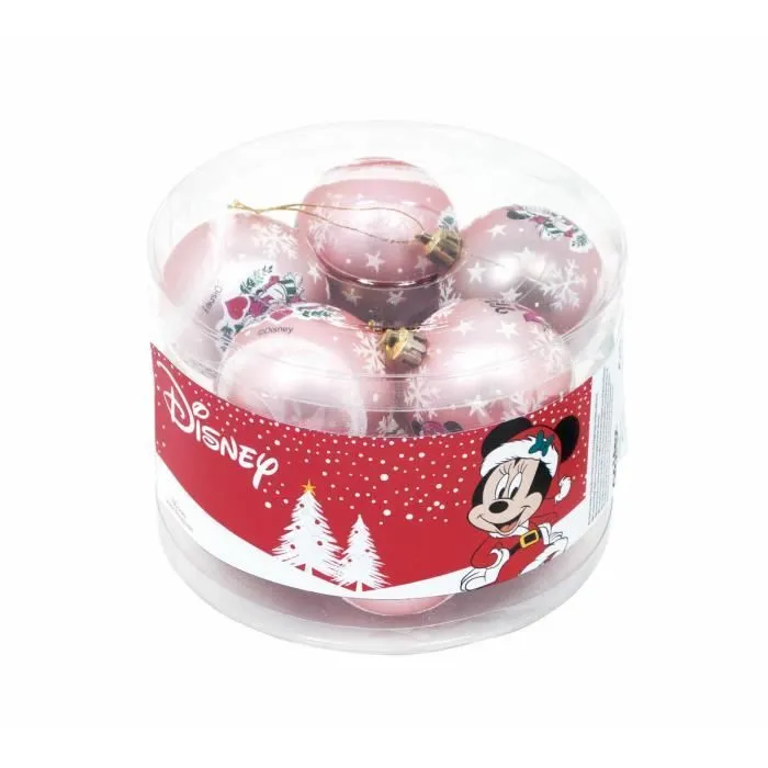 boule de noël minnie mouse lucky 10 unités rose plastique (ø 6 cm)-1