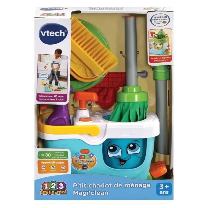 VTECH - 1,2,3 Imite-Moi - P'tit Chariot de Ménage Magi'clean - Jouet d'Imitation Enfant-2
