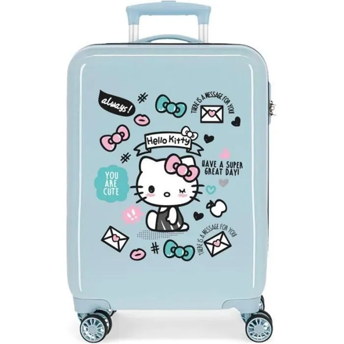 Valise cabine - HELLO KITTY - We are cute - 55 cm - Bleu ciel - ABS léger et résistant-0