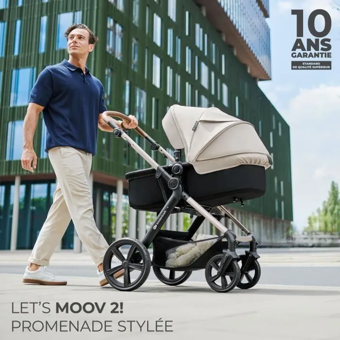 Poussette 3 en 1 Combinée - KINDERKRAFT MOOV2 - avec Siège auto I-size - Système de voyage - Accessoires inclus - Gris-1