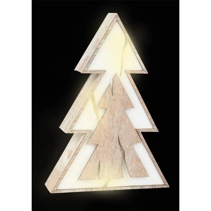 Sapin décoratif - Design Shabby Chic - Bois massif - LED - Beige - Intérieur-1