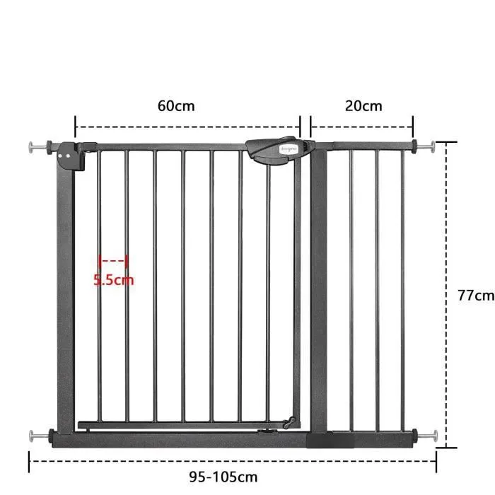 HENGMEI Barrière de Sécurité pour Enfants Sans Perçage Barrière de 95 - 105cm, Noir-1