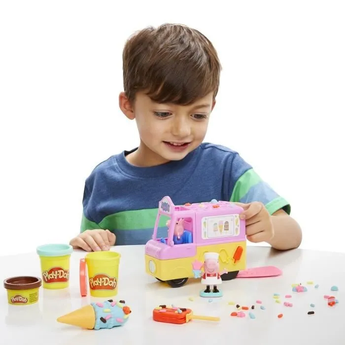 Play-Doh Peppa et le camion de glaces - Figurines Peppa et George et 5 pots de pâte à modeler - Les héros-2