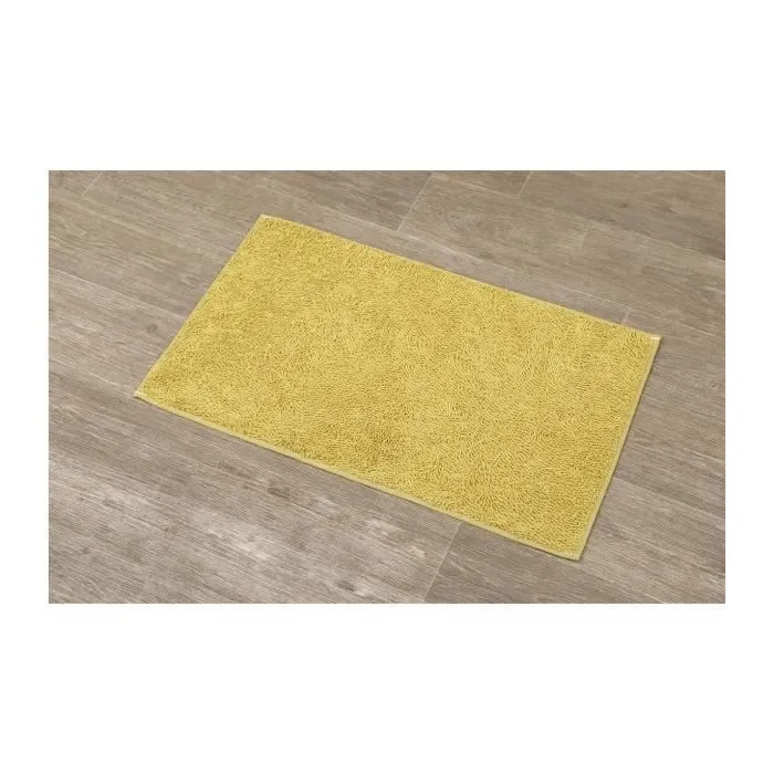 TENDANCE - Tapis de salle de bain en polyester Jaune Moutarde 45 x 75 cm-1