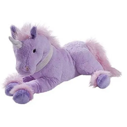 Peluche licorne couchée - Plush - Violet - L.50 x H.26 cm - Pour enfant à partir de 3 ans-0