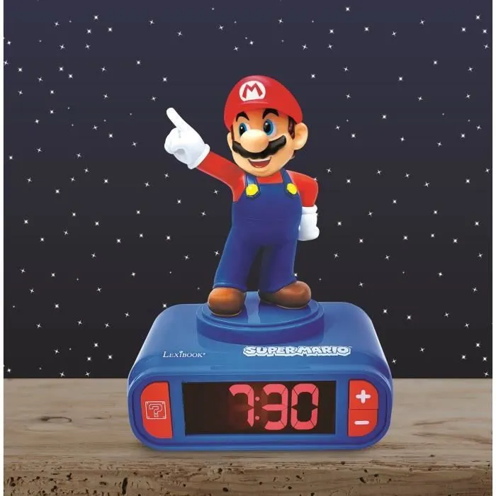 Réveil veilleuse digital LEXIBOOK - Super Mario - 3D lumineux et sonore - Bleu et rouge - Enfant-3