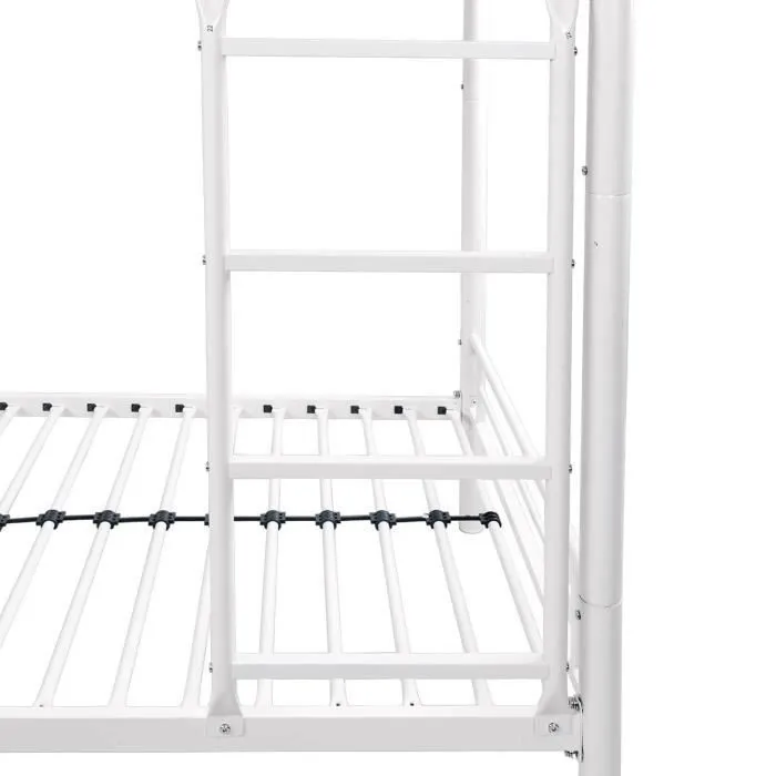 Lits superposés séparables en métal - Blanc - Sommiers inclus - 2 x 90 x 190 cm - ABBY-4