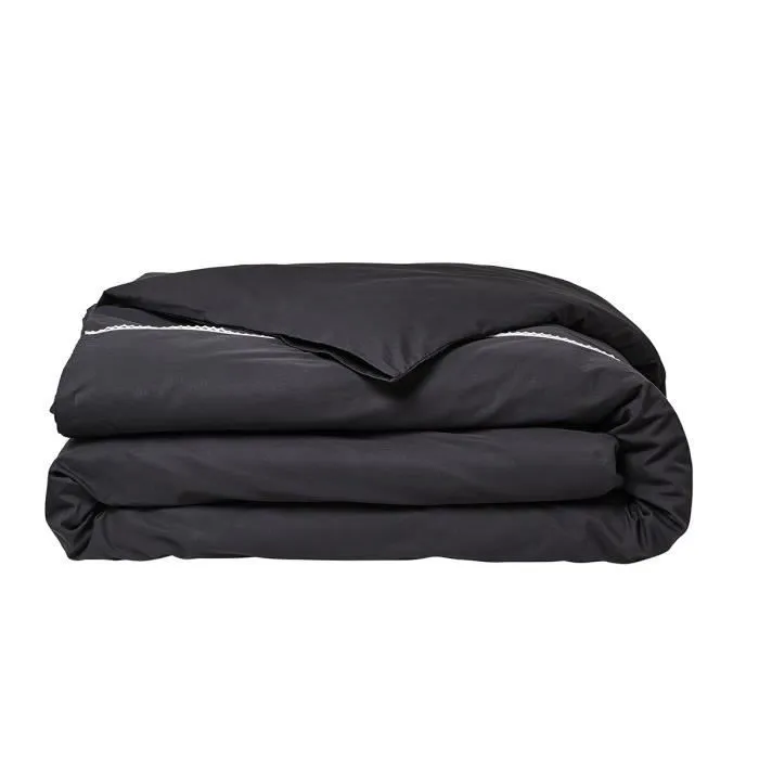 Parrure de lit TODAY Prestige - 220 x 240 cm - 2 personnes - 100% Percale Finition dentelle - Fusain-0