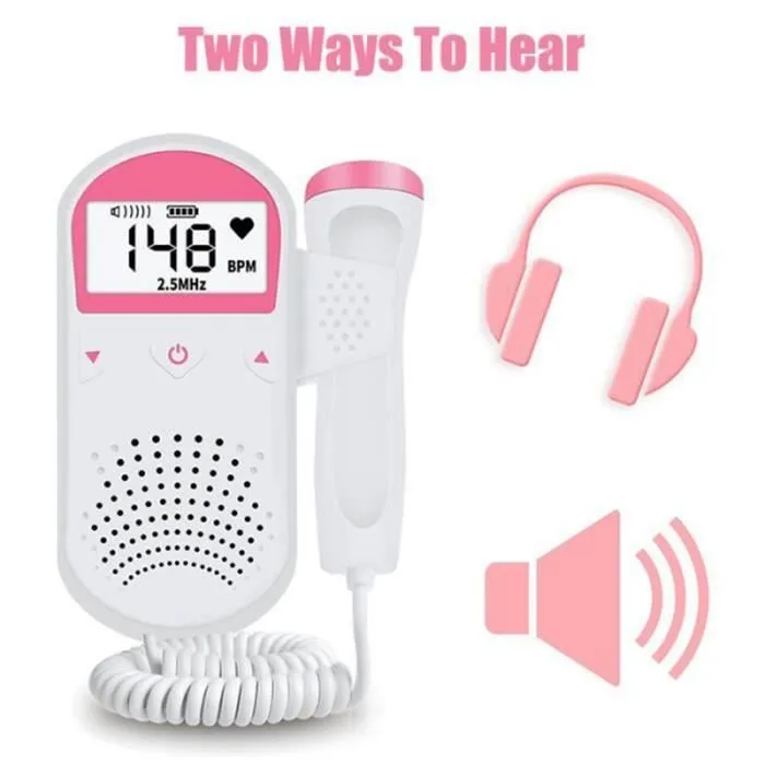 Moniteur de fréquence cardiaque fœtal LEMONDA - Doppler Baby Prénatal Sonar - Rose - Numérique-3