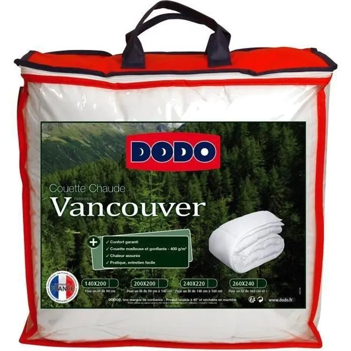 Couette chaude Vancouver - 200 x 200 cm - 400gr/m² - Blanc - DODO-0
