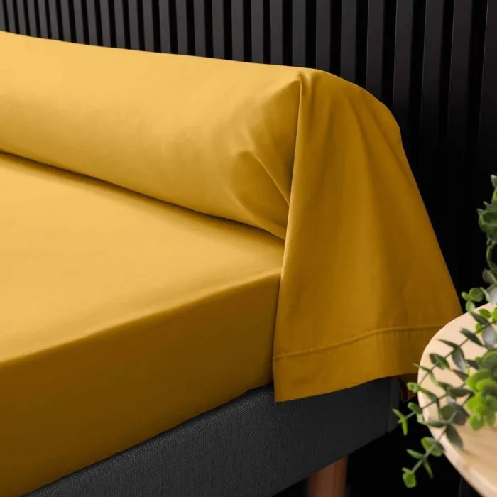 Taie de traversin 85x185 cm - Percale 100% coton - Jaune-1