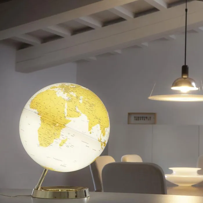 Globe terrestre lumineux - Design - Ø 30 cm - Pied en PMMA - Socle doré - Intérieur-2