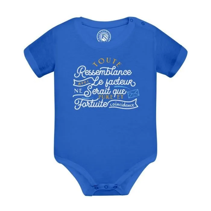 Body Bébé Manche Courte Bleu Ressemblance Facteur Coincidence Humour Bébé-0