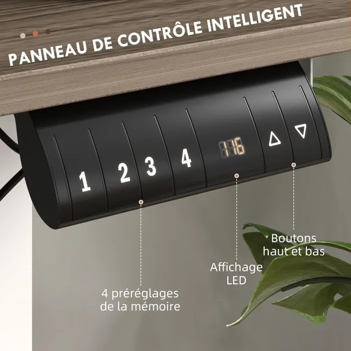 Bureau assis-debout - Vinsetto - électrique - réglable en hauteur 72-116 cm - avec fonction mémoire - 120 x 60 cm - naturel blanc-5